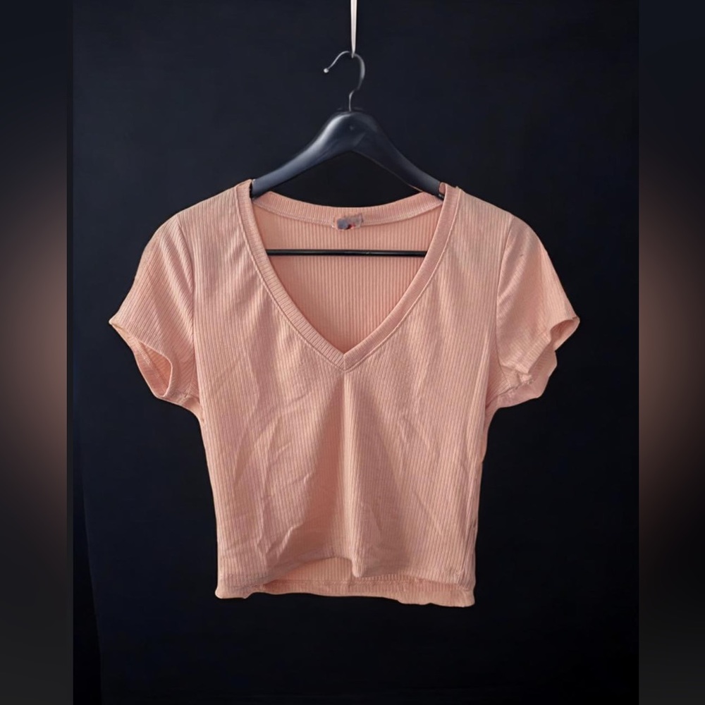 Baby pink ripped crop top